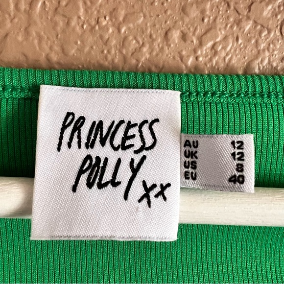 Princess Polly Front Tie Cropped Long Sleeve Ribbed Top Size 8 - Picture 5 of 8